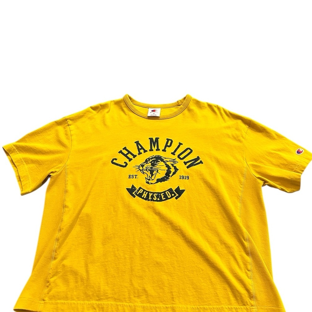 Champion Mustard Yellow Phys.Ed Graphic Tee Size Medium NWOT - Picture 2 of 5